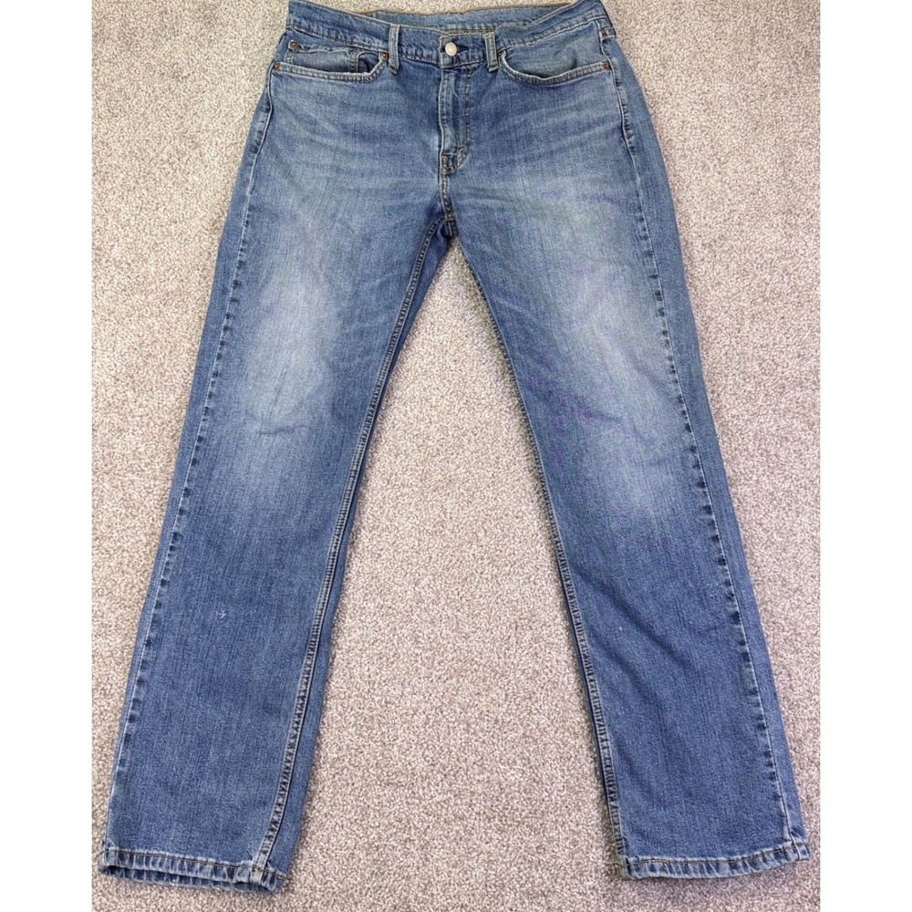Levi Jeans Mens 34x32 Blue 514 Straight Leg Denim Distressed Casual Classic 2018